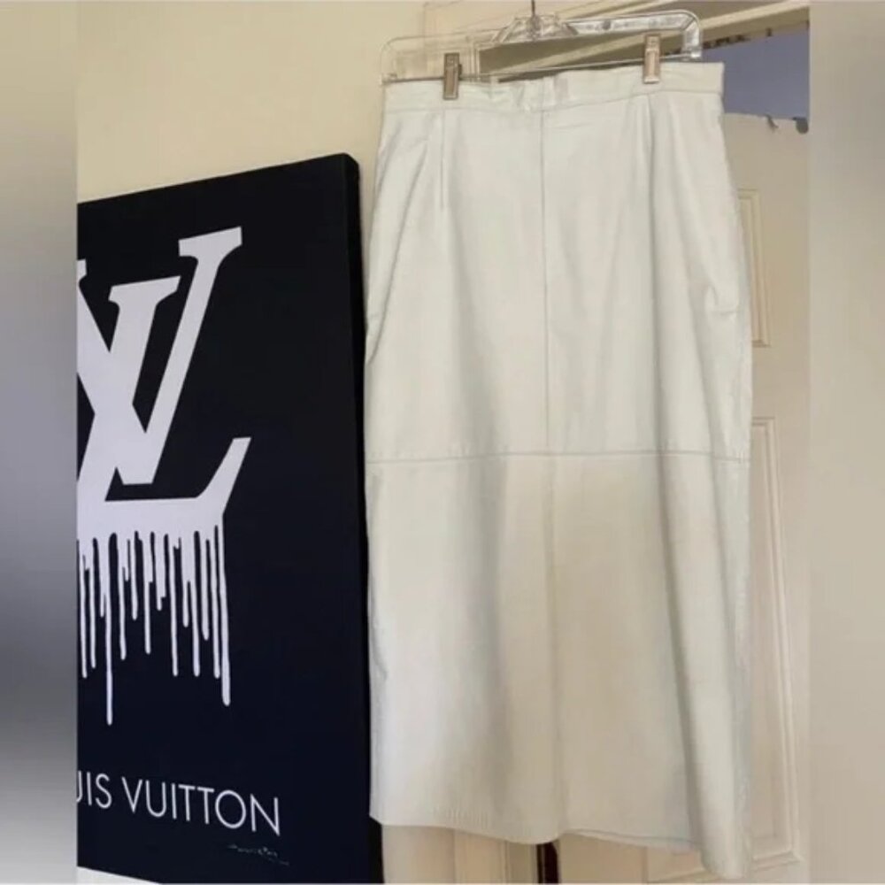 Woman's real white leather skirt